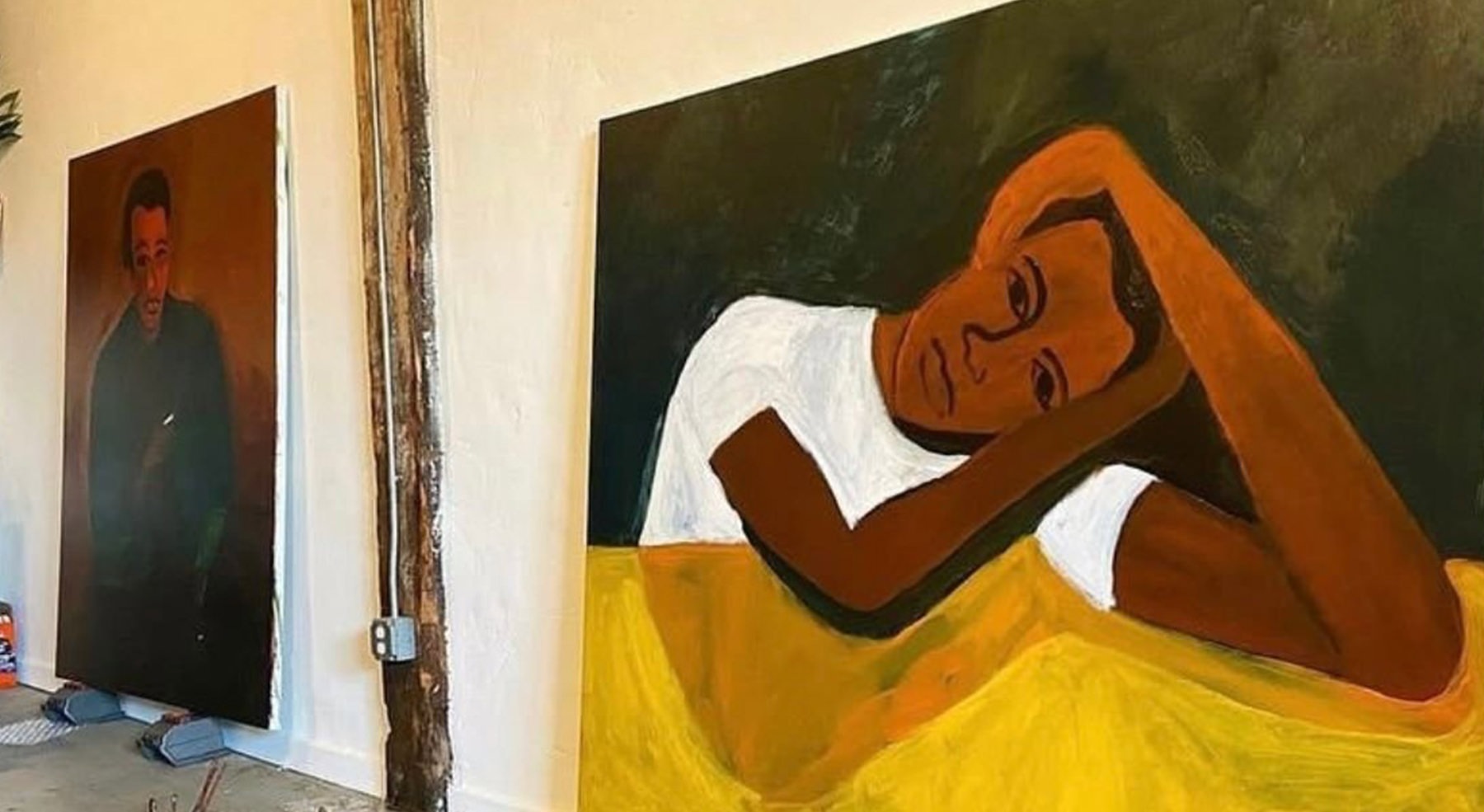 picture of man on yellow table