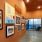 a colorful hallway with posters and art on the walls